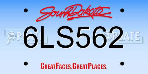 6LS562 South Dakota License Plate