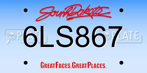 6LS867 South Dakota License Plate