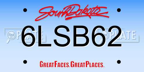 6LSB62 South Dakota License Plate