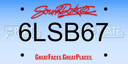 6LSB67 South Dakota License Plate