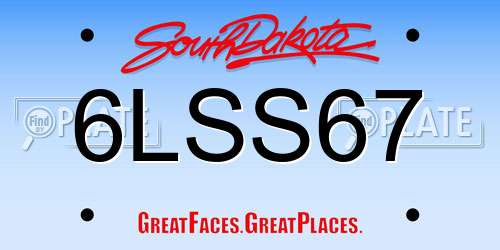 6LSS67 South Dakota License Plate