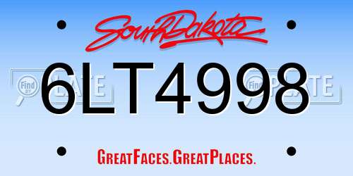 6LT4998 South Dakota License Plate
