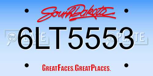6LT5553 South Dakota License Plate