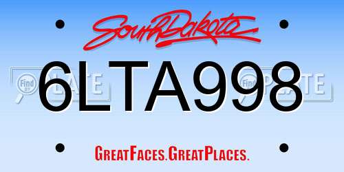 6LTA998 South Dakota License Plate