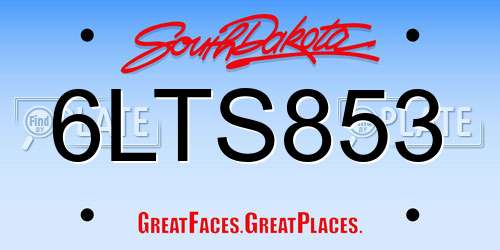6LTS853 South Dakota License Plate