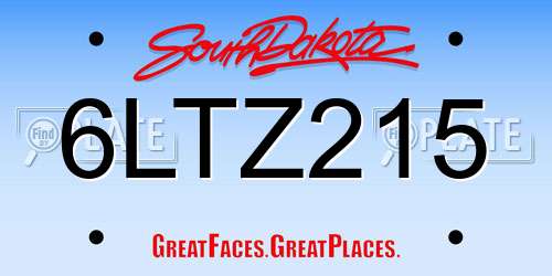 6LTZ215 South Dakota License Plate