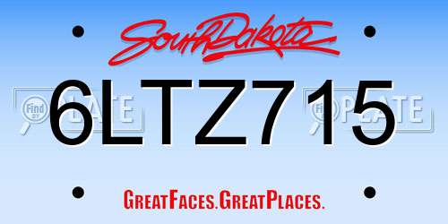 6LTZ715 South Dakota License Plate