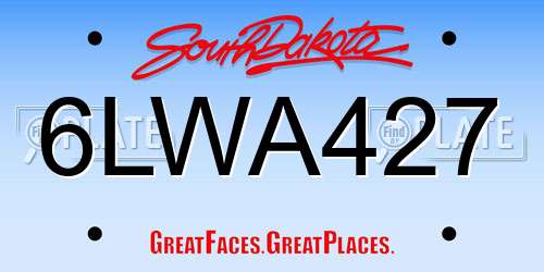6LWA427 South Dakota License Plate