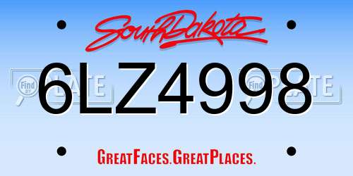 6LZ4998 South Dakota License Plate