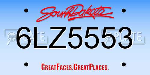 6LZ5553 South Dakota License Plate