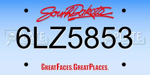 6LZ5853 South Dakota License Plate