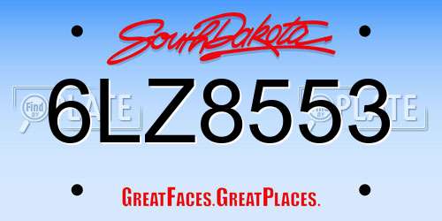 6LZ8553 South Dakota License Plate