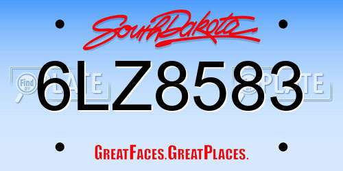 6LZ8583 South Dakota License Plate