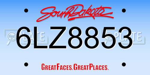 6LZ8853 South Dakota License Plate