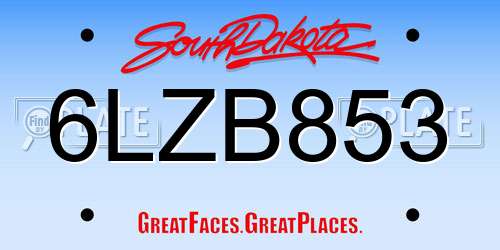 6LZB853 South Dakota License Plate