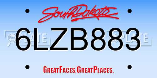 6LZB883 South Dakota License Plate