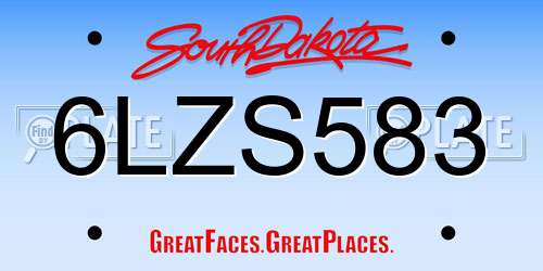 6LZS583 South Dakota License Plate