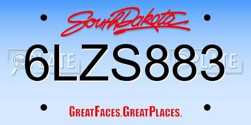 6LZS883 South Dakota License Plate