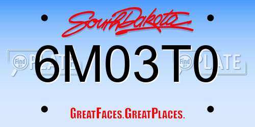 6M03T0 South Dakota License Plate