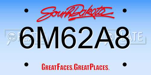 6M62A8 South Dakota License Plate