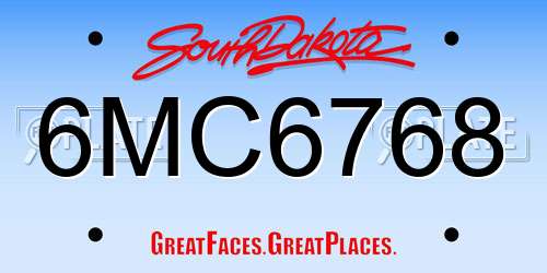 6MC6768 South Dakota License Plate