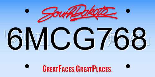 6MCG768 South Dakota License Plate