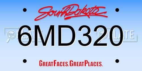 6MD320 South Dakota License Plate