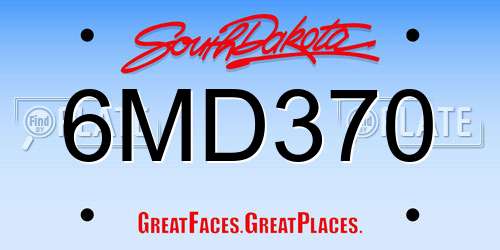 6MD370 South Dakota License Plate