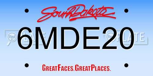 6MDE20 South Dakota License Plate