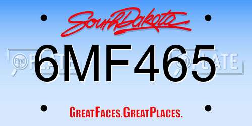 6MF465 South Dakota License Plate