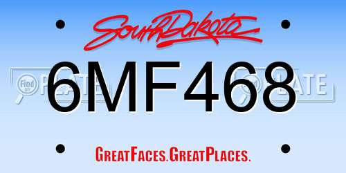 6MF468 South Dakota License Plate