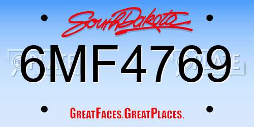 6MF4769 South Dakota License Plate