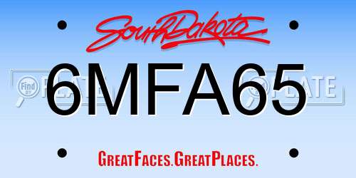 6MFA65 South Dakota License Plate