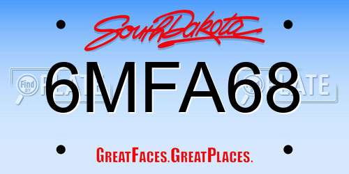6MFA68 South Dakota License Plate