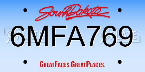 6MFA769 South Dakota License Plate