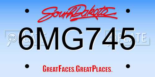 6MG745 South Dakota License Plate