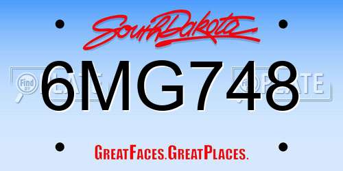 6MG748 South Dakota License Plate