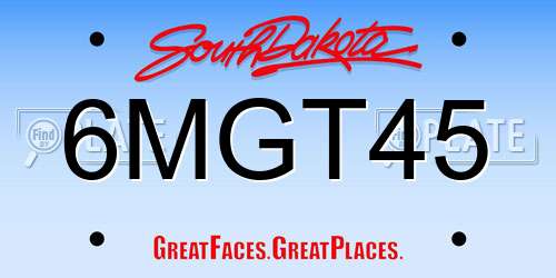 6MGT45 South Dakota License Plate