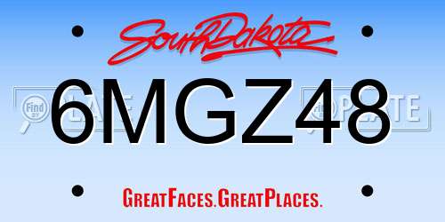 6MGZ48 South Dakota License Plate