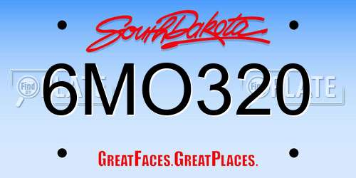 6MO320 South Dakota License Plate