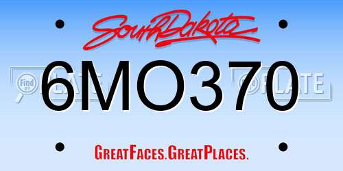 6MO370 South Dakota License Plate