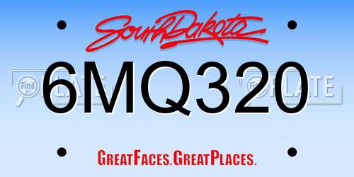 6MQ320 South Dakota License Plate