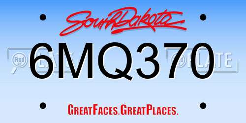 6MQ370 South Dakota License Plate