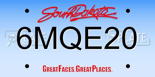 6MQE20 South Dakota License Plate