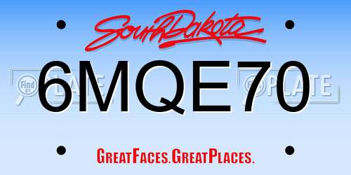 6MQE70 South Dakota License Plate
