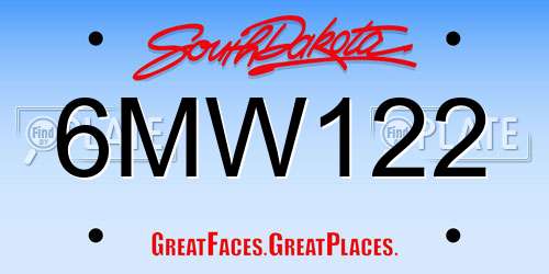6MW122 South Dakota License Plate