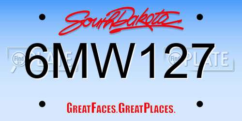 6MW127 South Dakota License Plate
