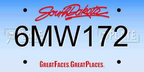 6MW172 South Dakota License Plate