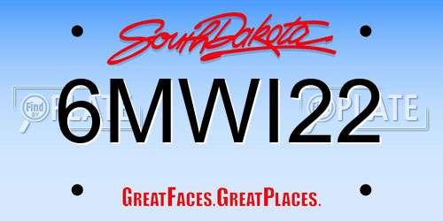 6MWI22 South Dakota License Plate
