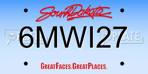 6MWI27 South Dakota License Plate